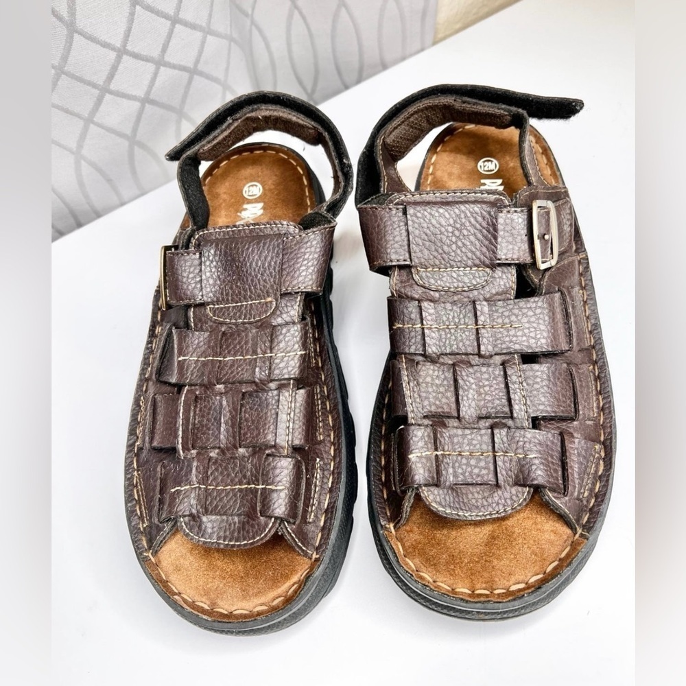 PBX Basics Chunky Y2K Brown Fisherman Sandals Men’s Size 12 - Picture 1 of 8